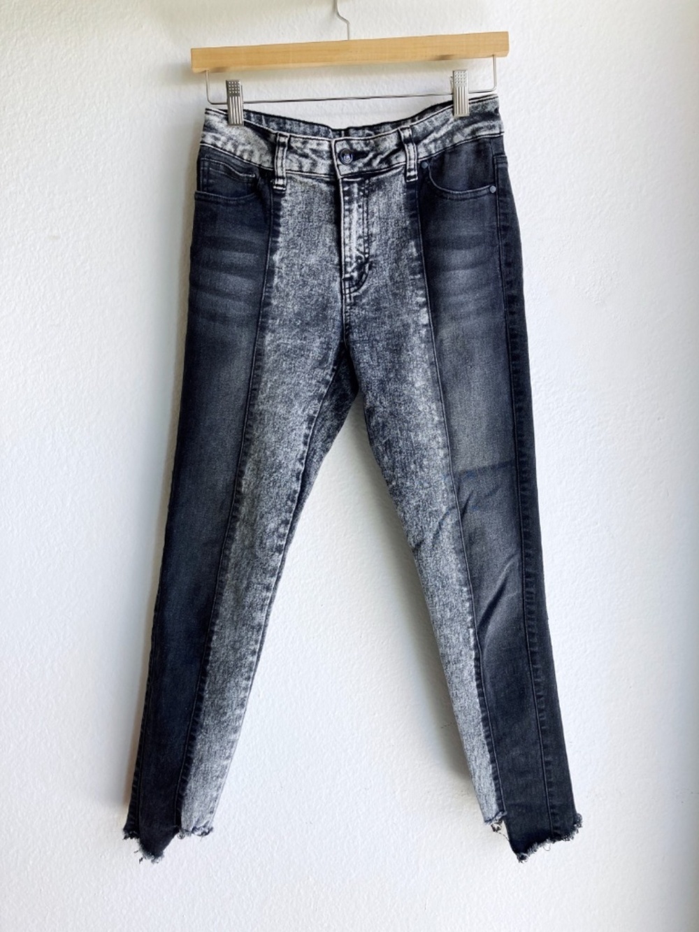 Forever 21 High Rise Side Stripe Black Acid Wash Women's Skinny Jeans Size M